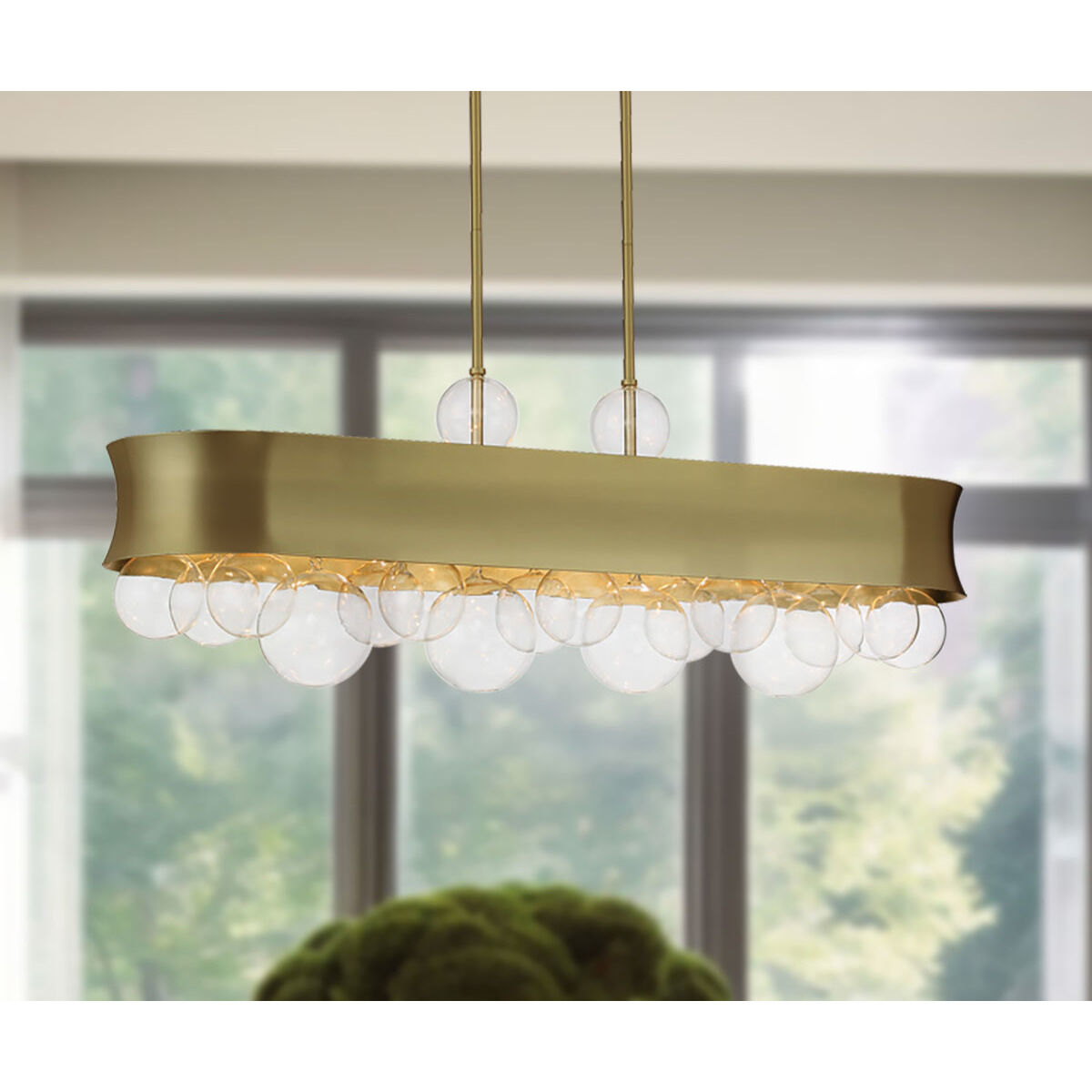 Verdi Square 6 Light 38.75 inch Soft Gold With Gold Leaf Island Light Ceiling Light